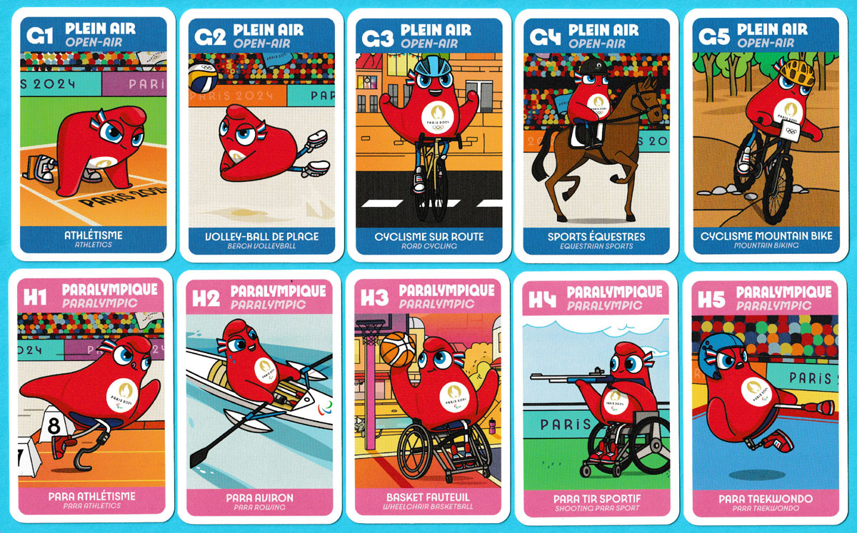 Paris 2024 Olympics Jeu de 7 Familles card game made and published by Cartamundi France, Saint-Max, France, 2024