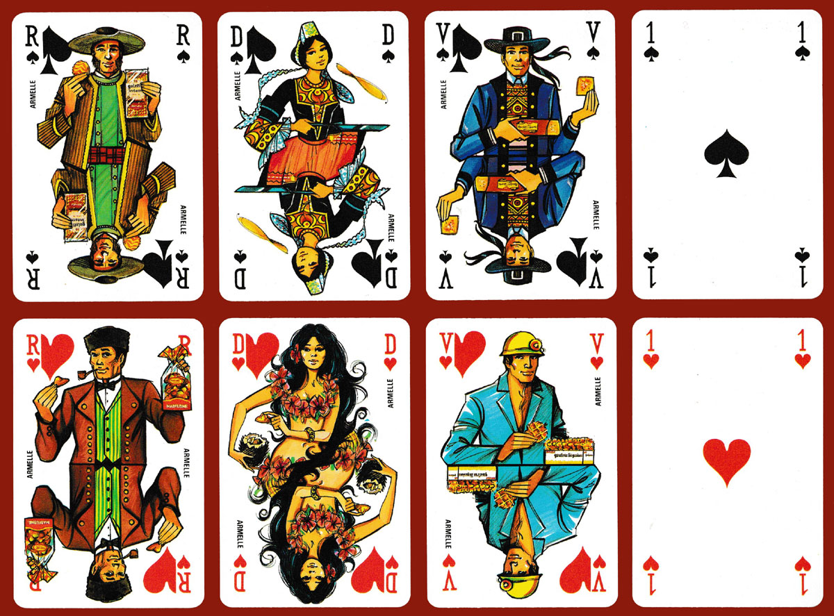 Jeu de cartes Armelle made by Maîtres Cartiers Boéchat Frères, Bordeaux, for Editions J.C. Dusserre, Paris, France, 1983