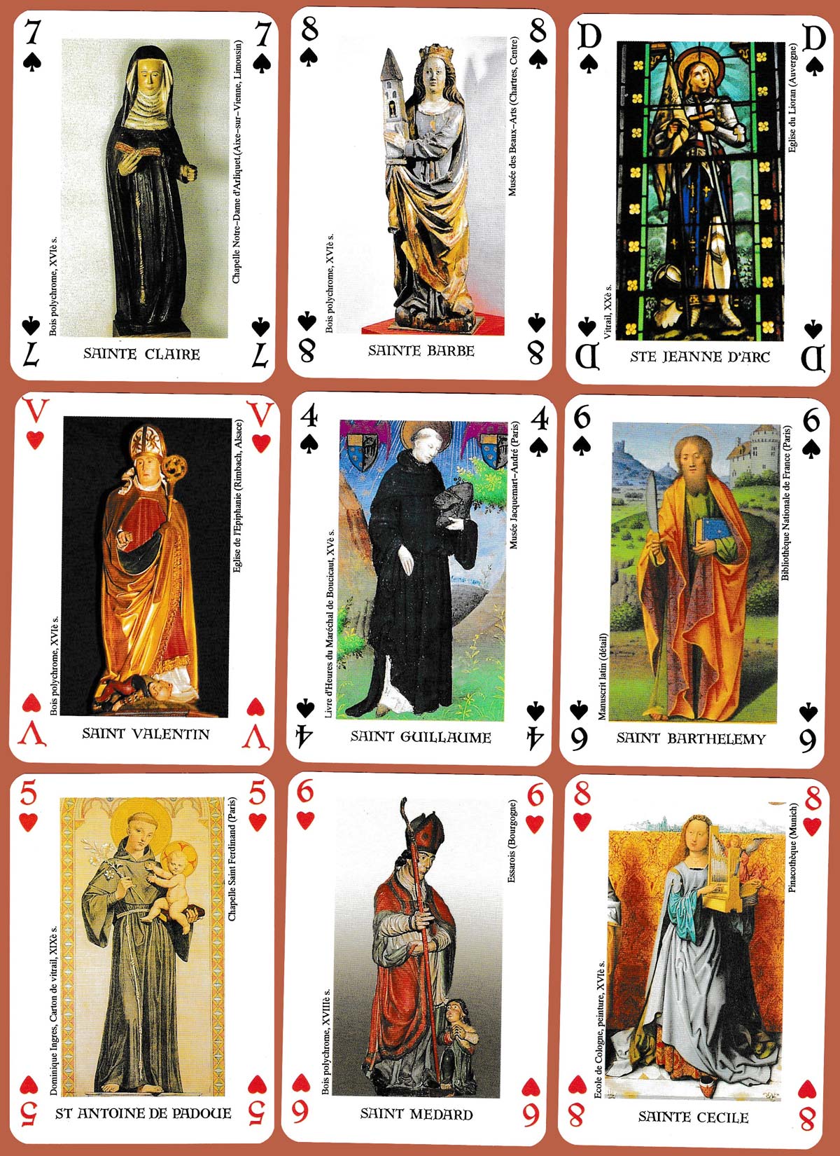 “Les métiers et leurs protecteurs” playing cards published by Editions Dusserre, c. 1995