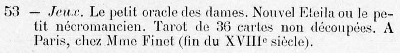Nouvel Eteila ou le petit nécromancien cartomancy cards from France, late 18th century