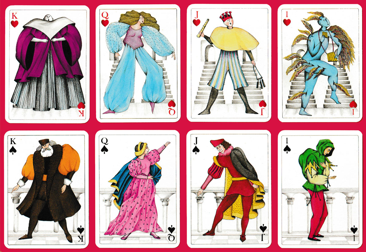 Le Jeu des 4 Opéras playing cards designed by Silvia Maddonni, made and published by France Cartes, 1989