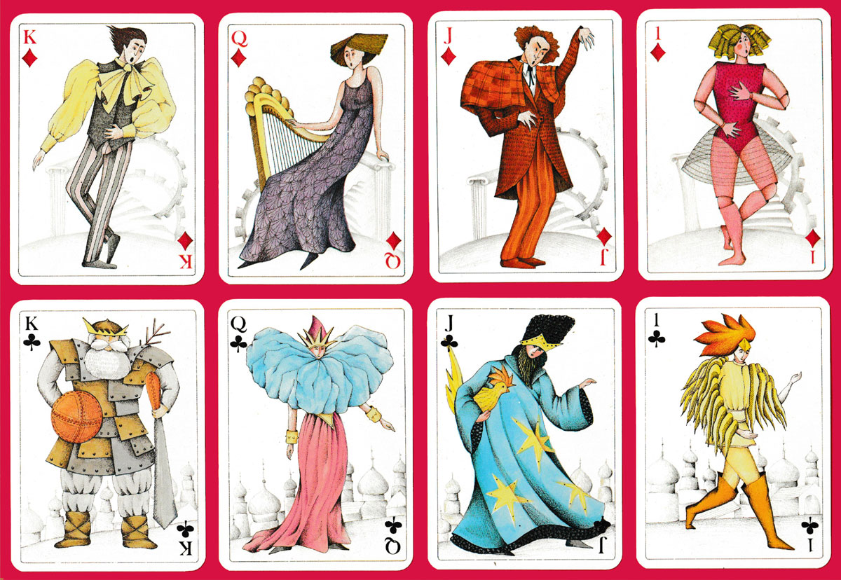 Le Jeu des 4 Opéras playing cards designed by Silvia Maddonni, made and published by France Cartes, 1989