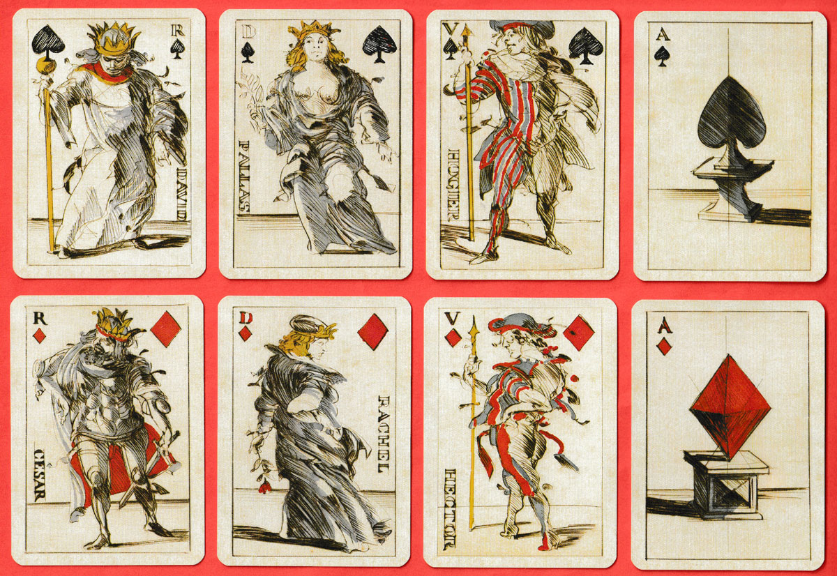 playing cards designed by Claude Weisbuch, made by Grimaud/France Cartes, Saint-Max, France, 1997