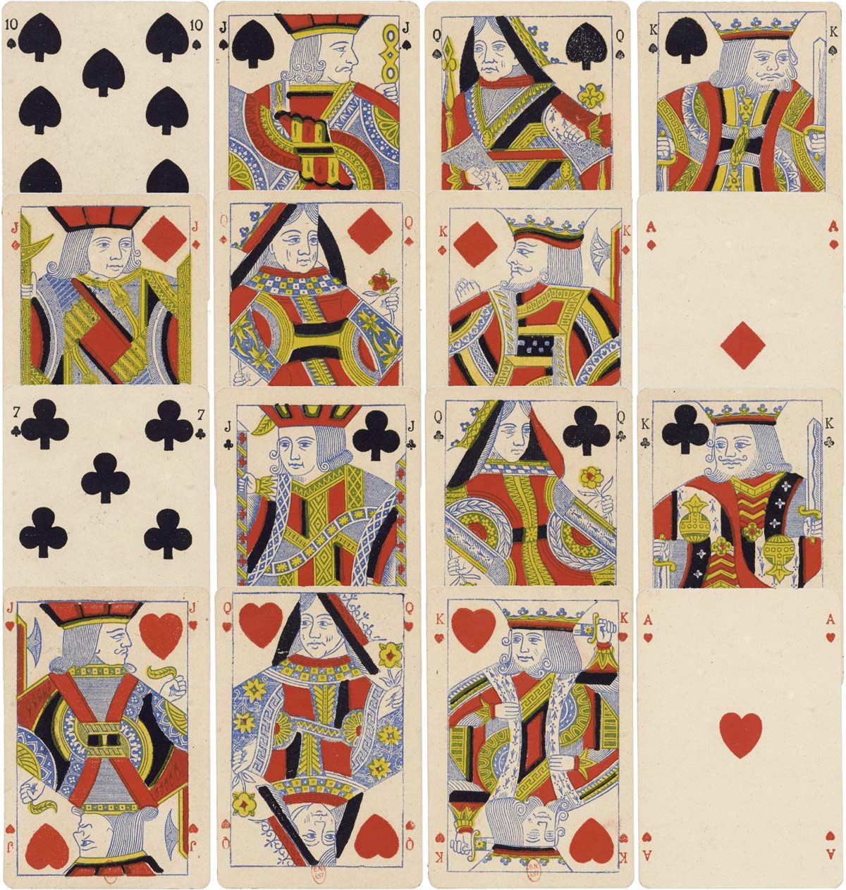 Standard English pattern by B.P. Grimaud, engraved by F. Simon, c.1880. 52 cards. Source gallica.bnf.fr / BnF