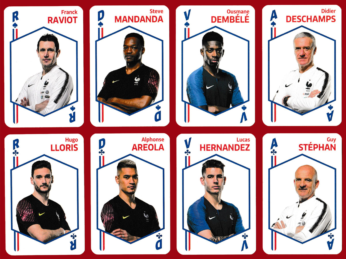 ‘France, Champions du Monde 2018’ playing cards printed and published by Grimaud (France Cartes), France, 2018