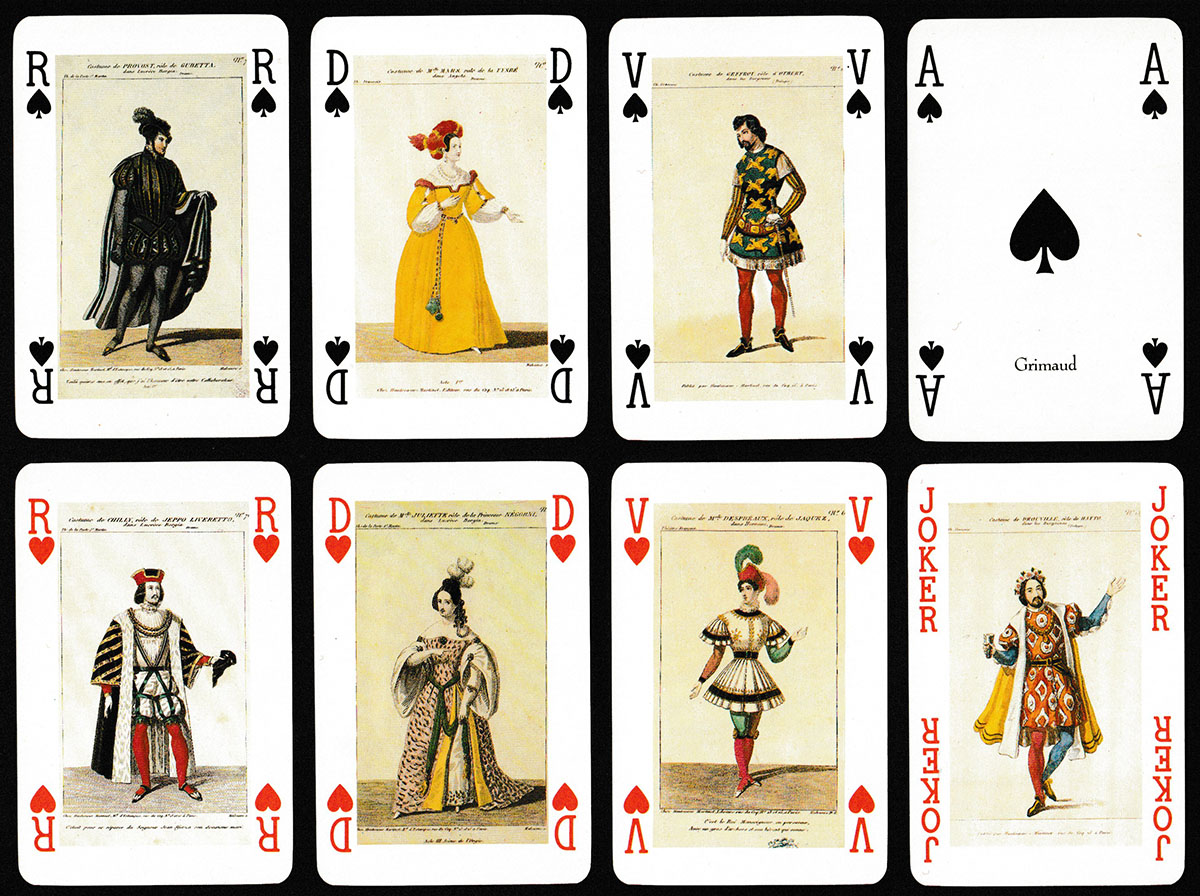 Victor Hugo Plays playing cards printed by France Cartes, Saint-Max, France. Published by Maison de Victor Hugo / Editions Paris-Musées, 1985