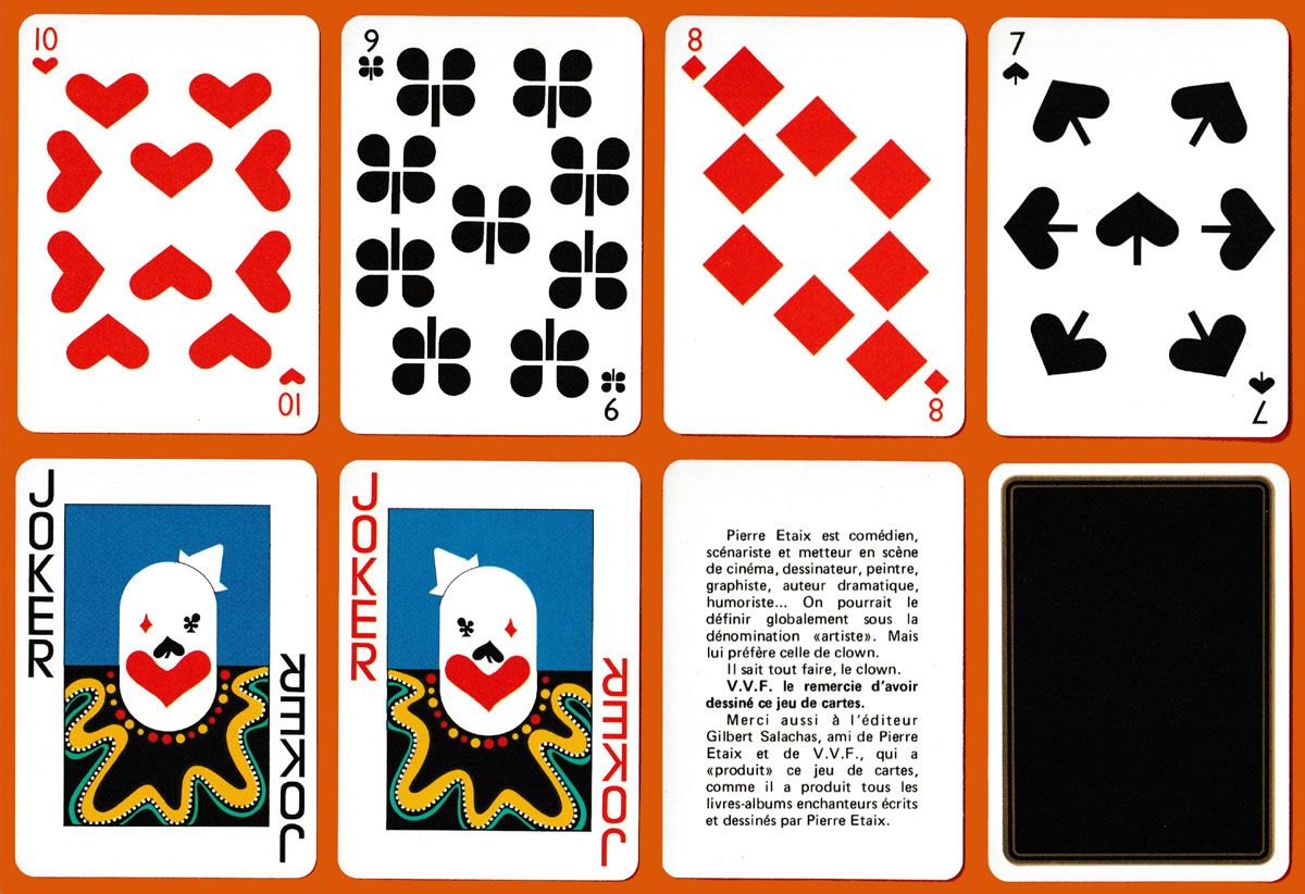 Pierre Etaix playing cards made by Héron S.A., Bordeaux, for Editions Gilbert Salachas, Paris, France, c1985