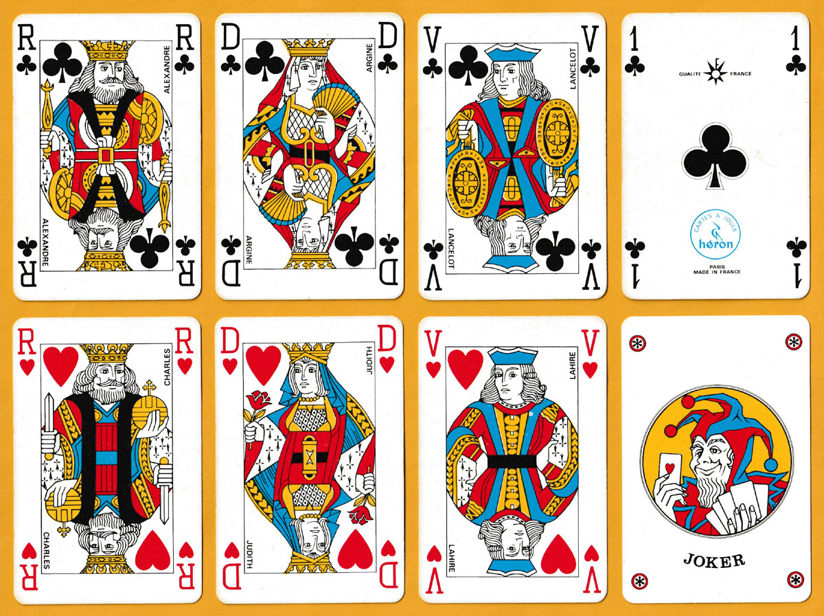 redrawn French 'Paris' pattern playing cards published by Cartes à Jouer Héron advertising Hotel Lutétia Concorde in Paris, c.1975