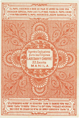 Spanish-suited advertising playing cards produced by Joseph Bardou & Fils (Perpignan) cigarette paper factory for Chofrè y Cia, Manila, Philippines, c.1880. Source gallica.bnf.fr / Bibliothèque nationale de France