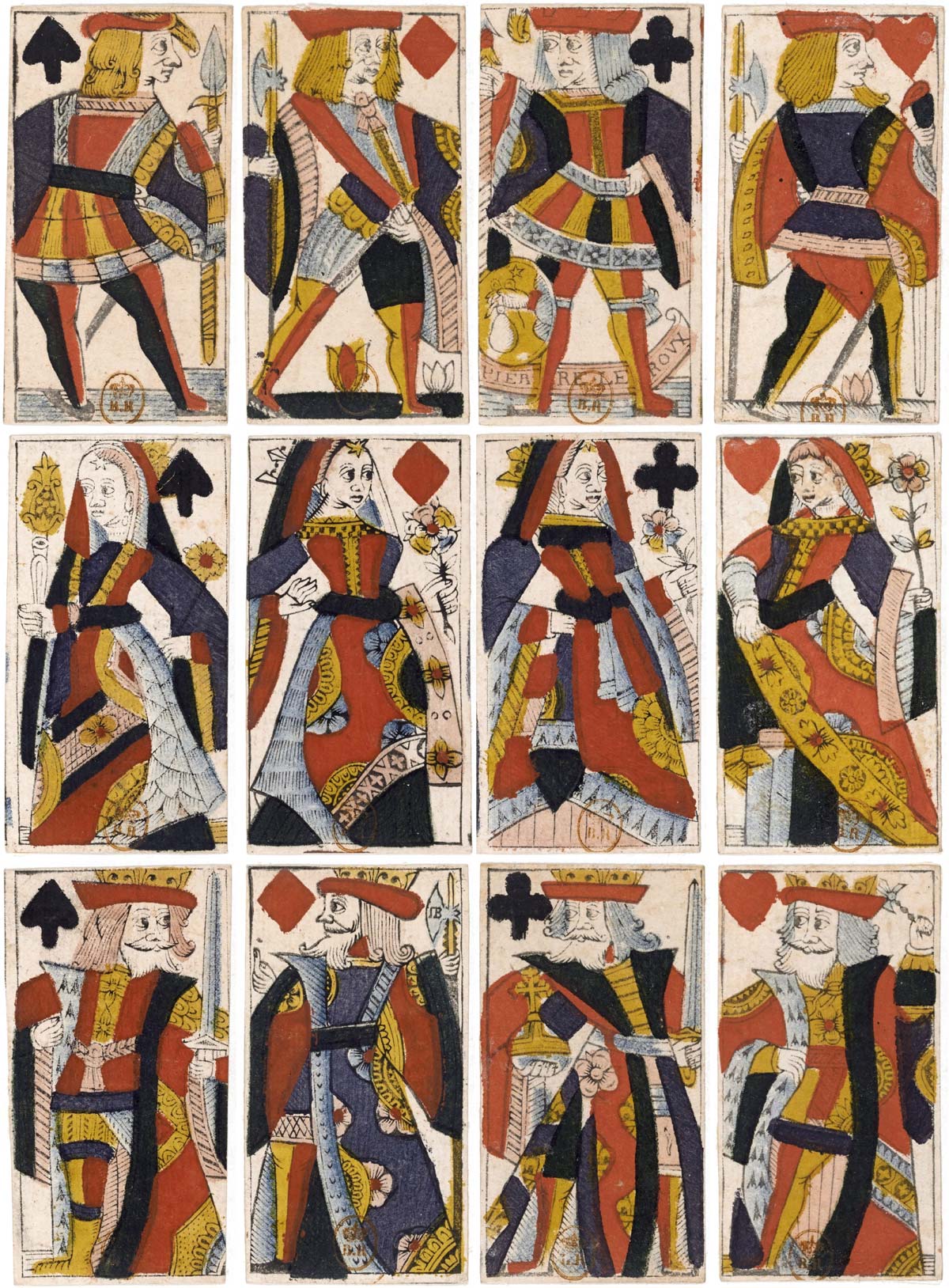 cards in the Rouen pattern by Pierre Leroux, c.1660. Source gallica.bnf.fr / BnF