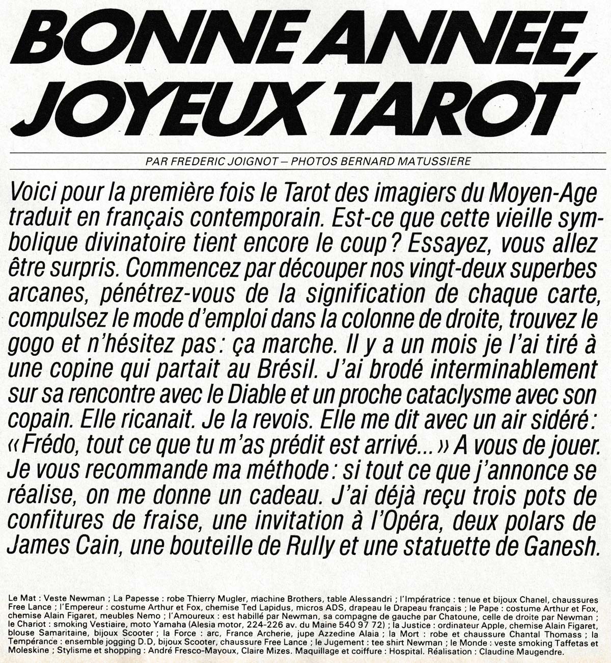 Tarot cards published by Actuel magazine, Paris, France, 1984