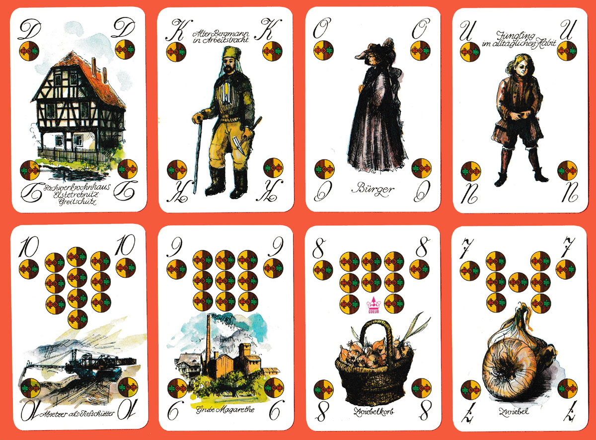 Publicity pack for the Saxon town of Borna, with designs by Andreas Wachter, printed by Altenburger Spielkartenfabrik, Altenburg, DDR, 1990