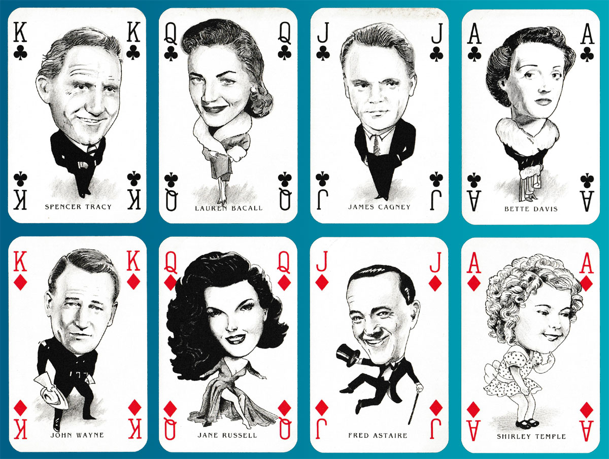 Hollywood Greats playing cards printed and made in West Germany for Waddingtons Games Ltd, 198