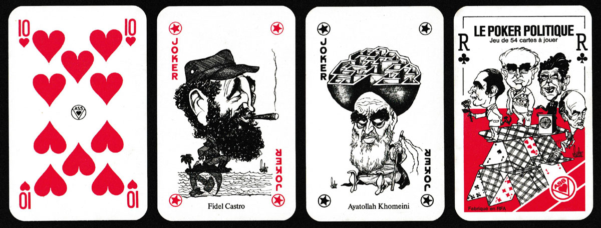 ‘Le Poker Politique’ with caricatures by Bubec, made by A.S.S., Leinfelden-Echterdingen, Germany, 1983