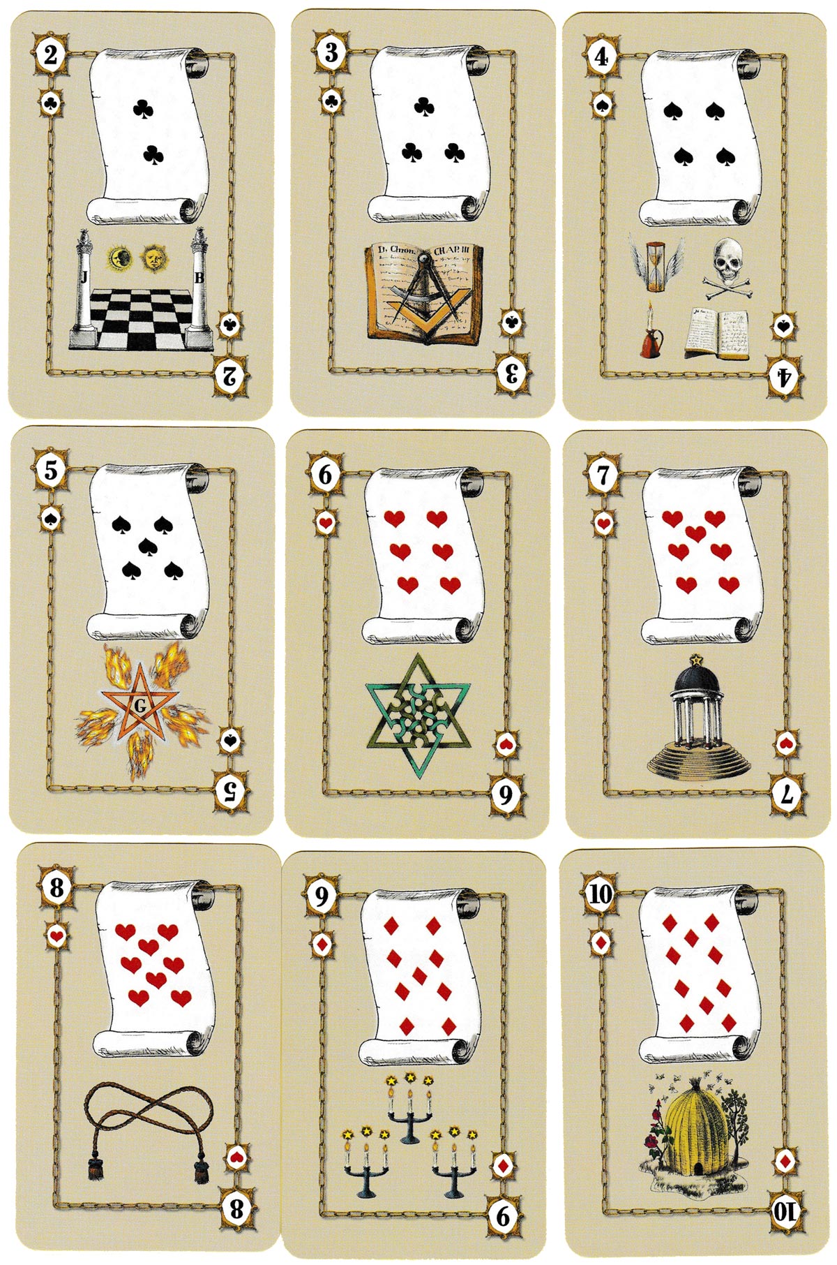 Masonic playing cards created by Ivan Wojnikow and published by Edition Araki in 2004