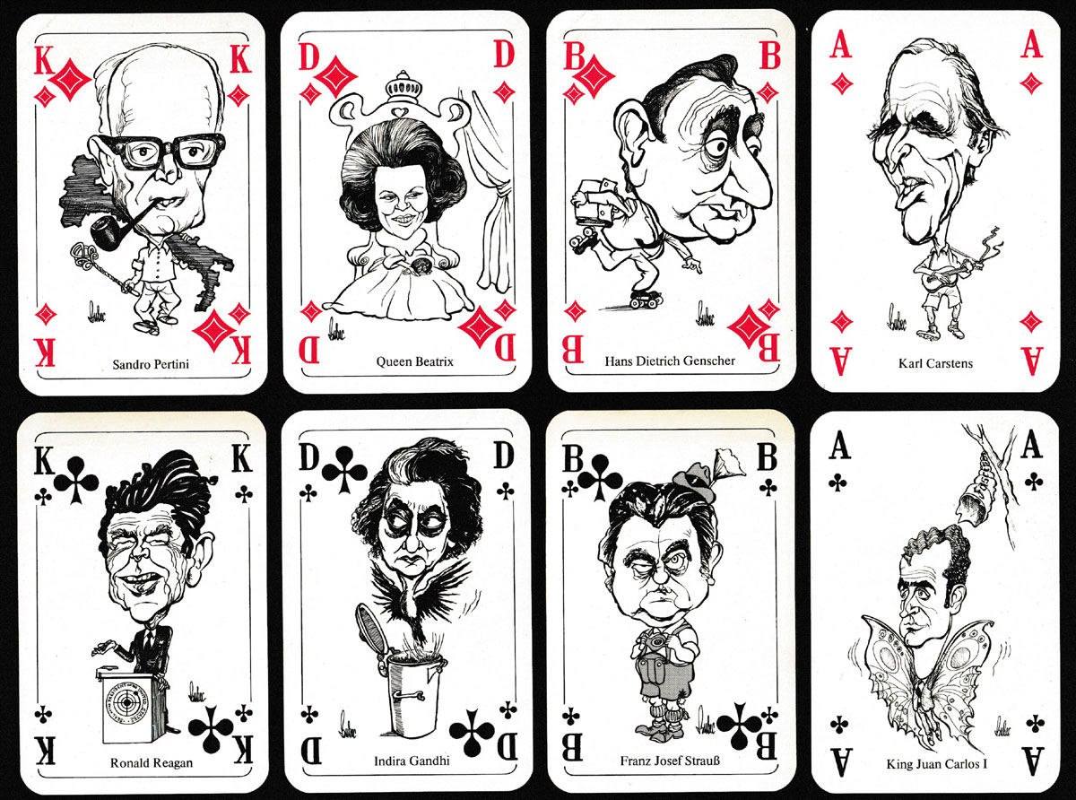 Politiker-Skat with caricatures by Bubec, made by A.S.S., Leinfelden-Echterdingen, Germany, 1983