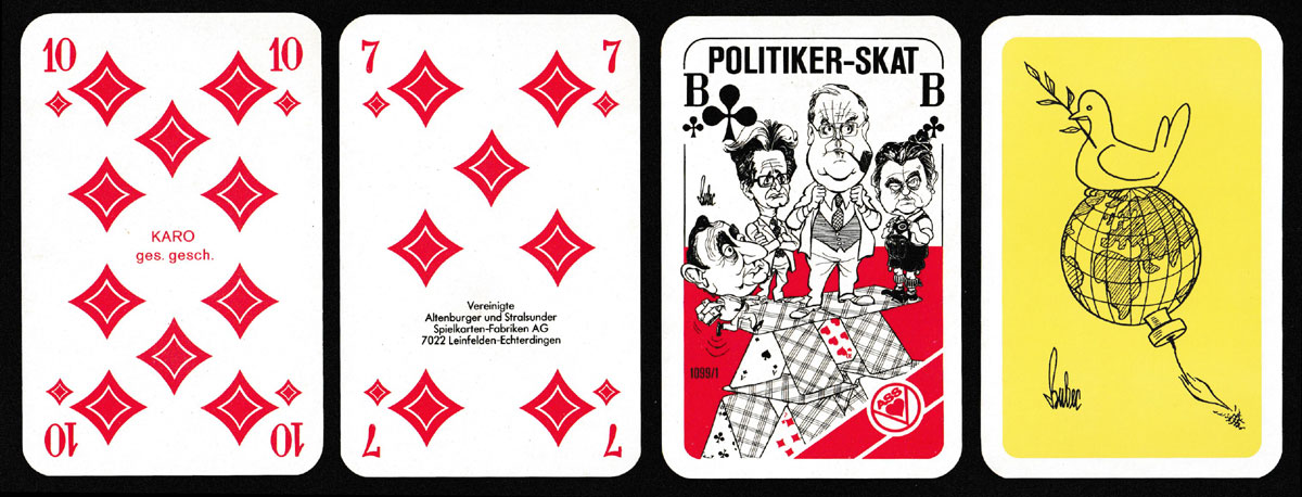 Politiker-Skat with caricatures by Bubec, made by A.S.S., Leinfelden-Echterdingen, Germany, 1983