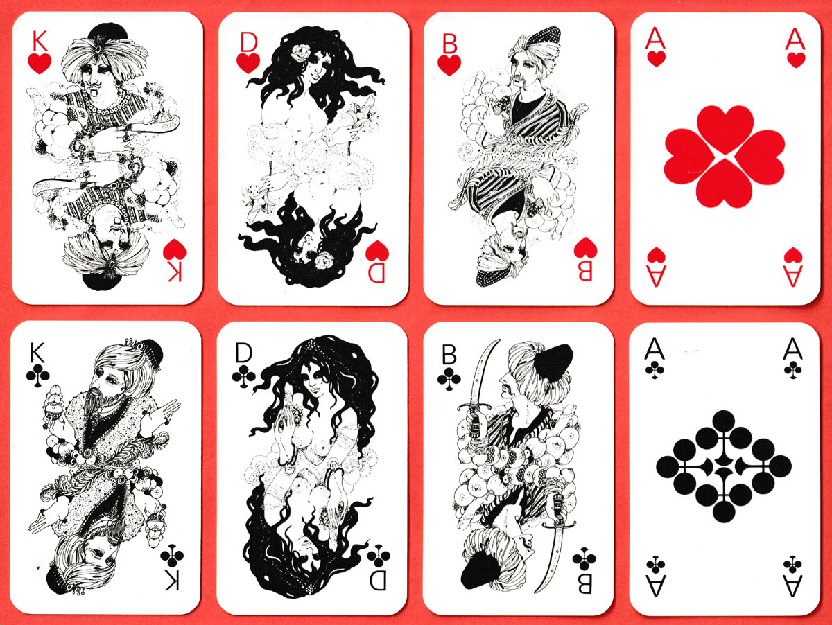 Rombach + Co Skat publicity playing cards designed by Uschi Dorner. Printed by A.S.S., Leinfelden, Germany, 1972