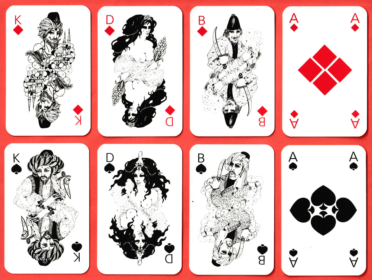 Rombach + Co Skat publicity playing cards designed by Uschi Dorner. Printed by A.S.S., Leinfelden, Germany, 1972