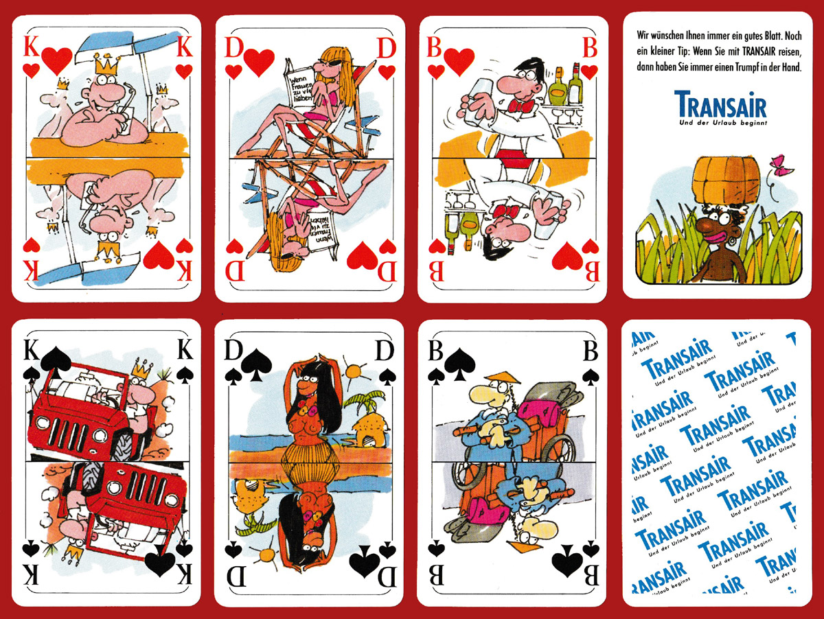 Transair promotional deck made by Berliner Spielkarten GmbH, Darmstadt, Germany, 1990