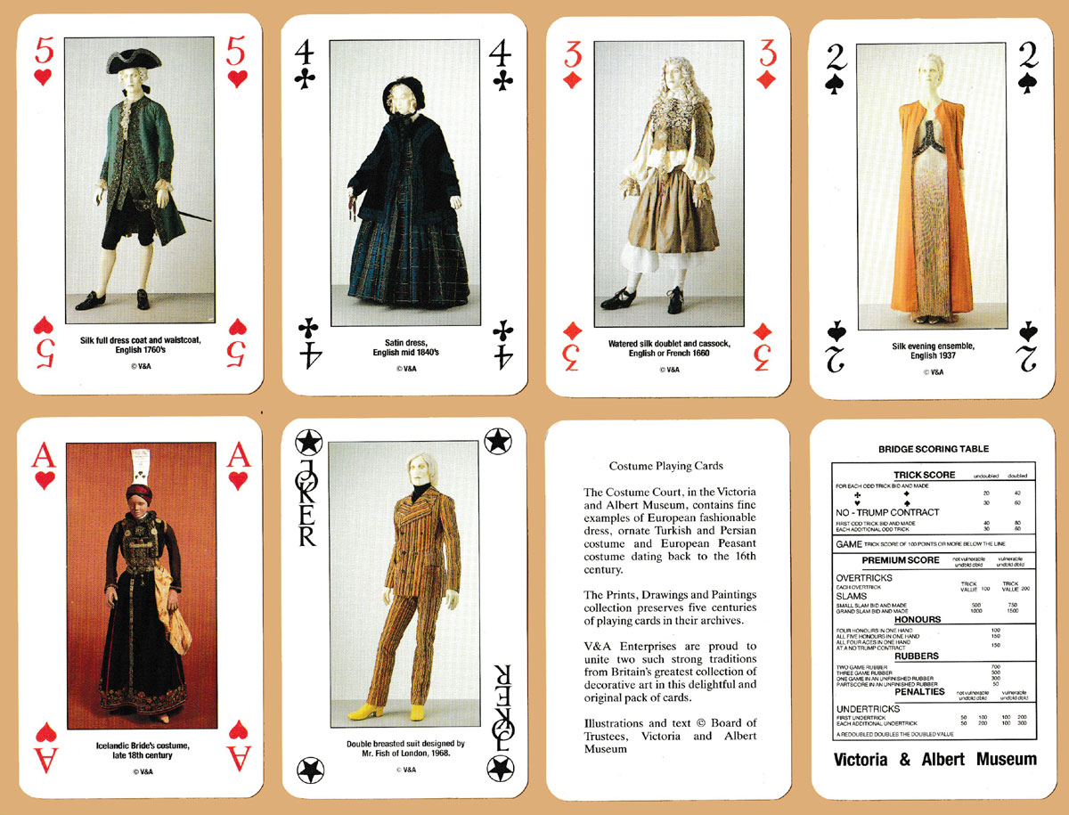 Costume Playing Cards made by Berliner Spielkarten GmbH, Darmstadt, Germany, for the Victoria and Albert Museum, London, UK, 1991