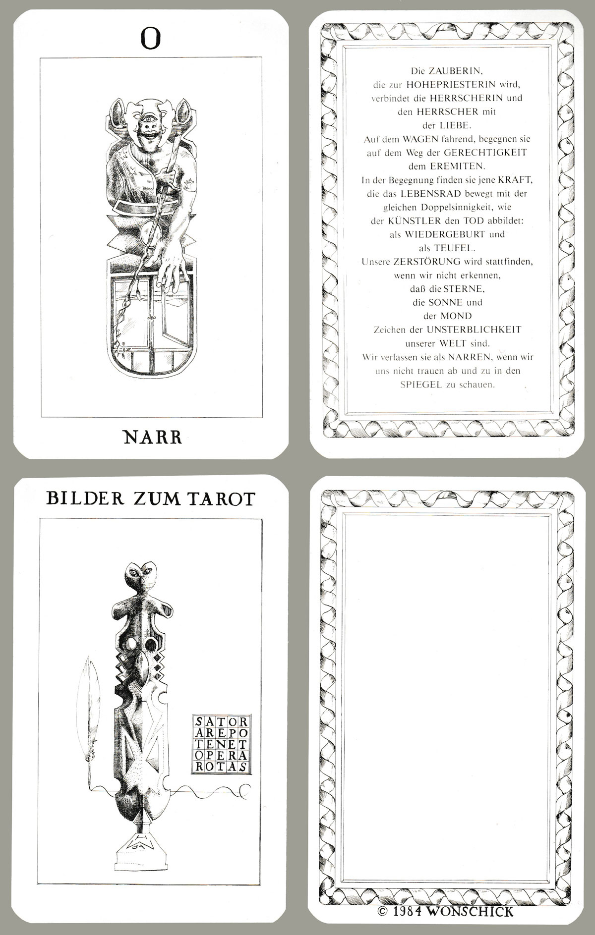 ‘Bilder zum Tarot’ published by Helmut Wonschick, Berlin, Germany, 1984