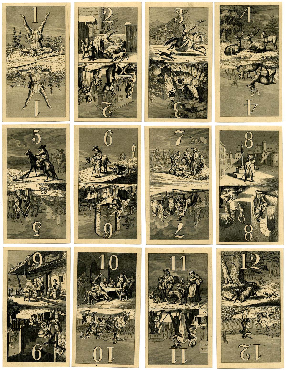 Pomeranian Tarot deck with etchings by G. Pommer published by Conrad Jegel, 1852. © The Trustees of the British Museum