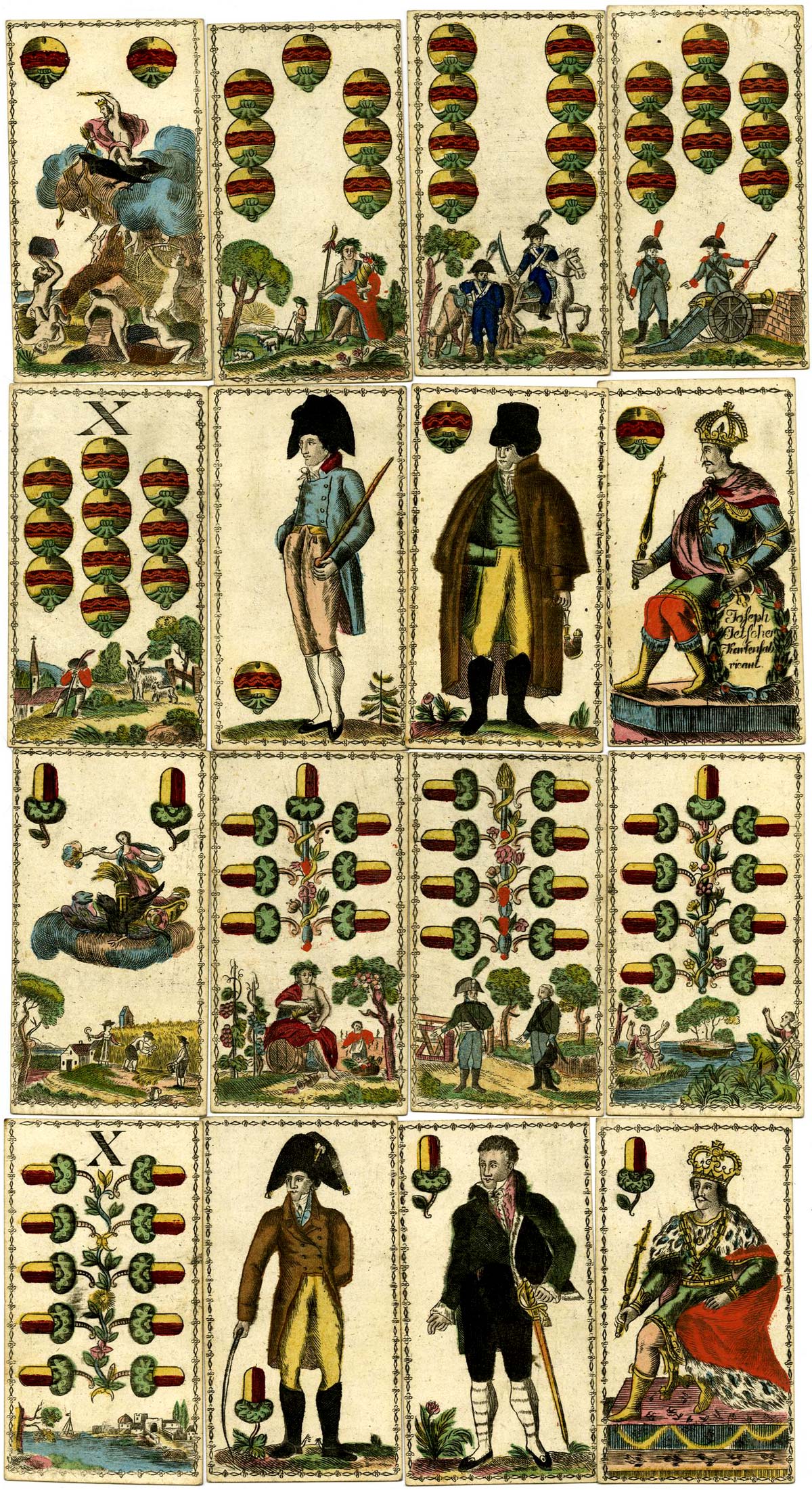 Heathen War playing cards published by Joseph Fetscher, Munich, c.1820