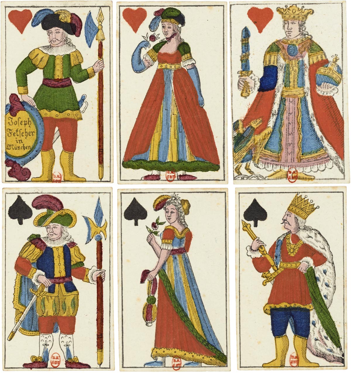 Deck with fantasy French-suited pattern produced by Joseph Fetscher, Munich, c.1825. Source gallica.bnf.fr / BnF