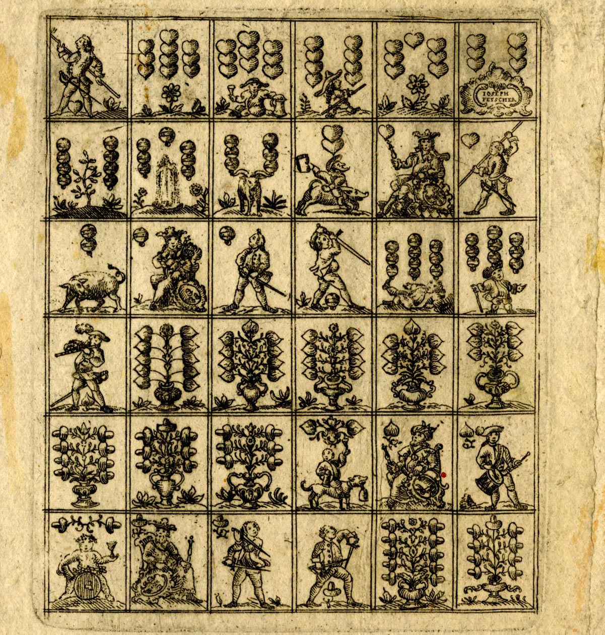 36-card miniature playing cards by Joseph Fetscher, Munich, 19th century. © The Trustees of the British Museum