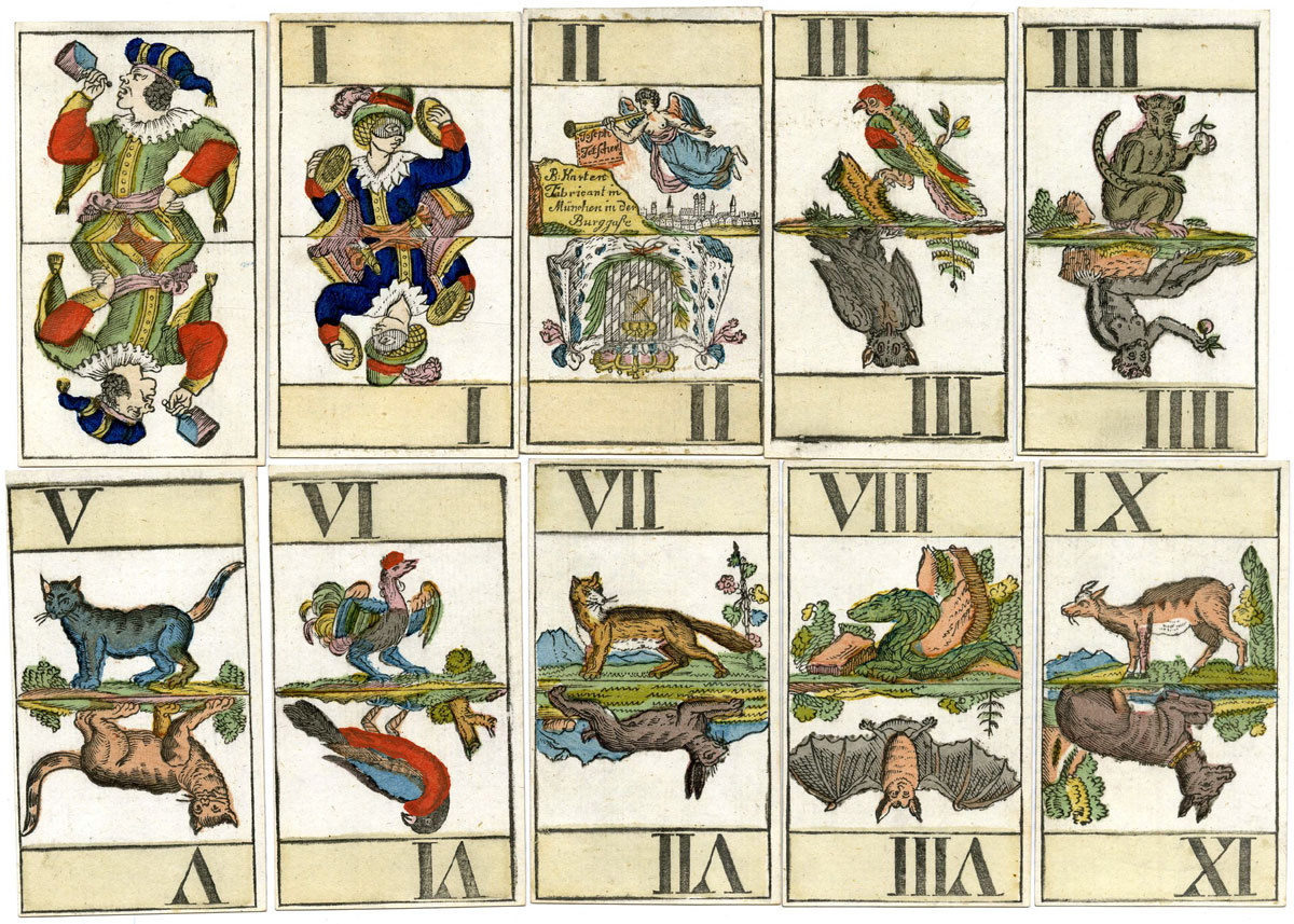 French-suited Natural History Tarot deck by Joseph Fetscher, Munich, c.1820. © The Trustees of the British Museum