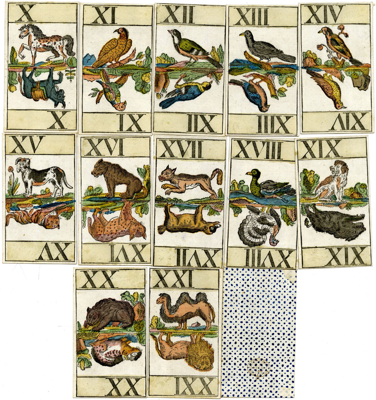 French-suited Natural History Tarot deck by Joseph Fetscher, Munich, c.1820. © The Trustees of the British Museum