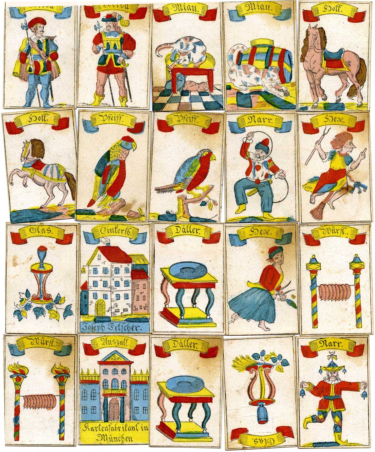 Vogelspiel card game produced by Joseph Fetscher in Munich, late 18th century. © The Trustees of the British Museum