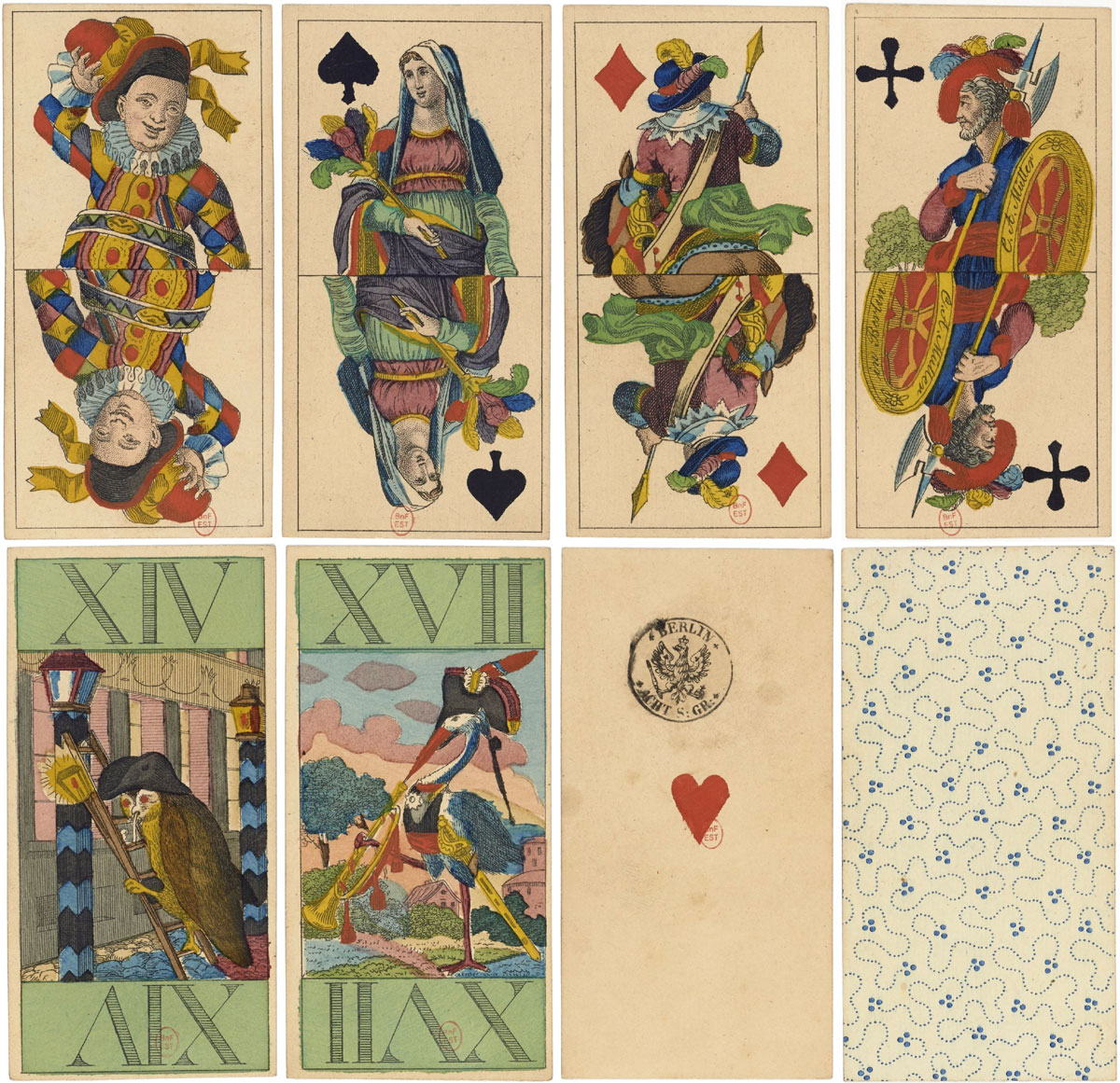 fantasy Tarot Deck known as “Verkehrte Welt” published by C. A. Müller in Berlin, c.1840