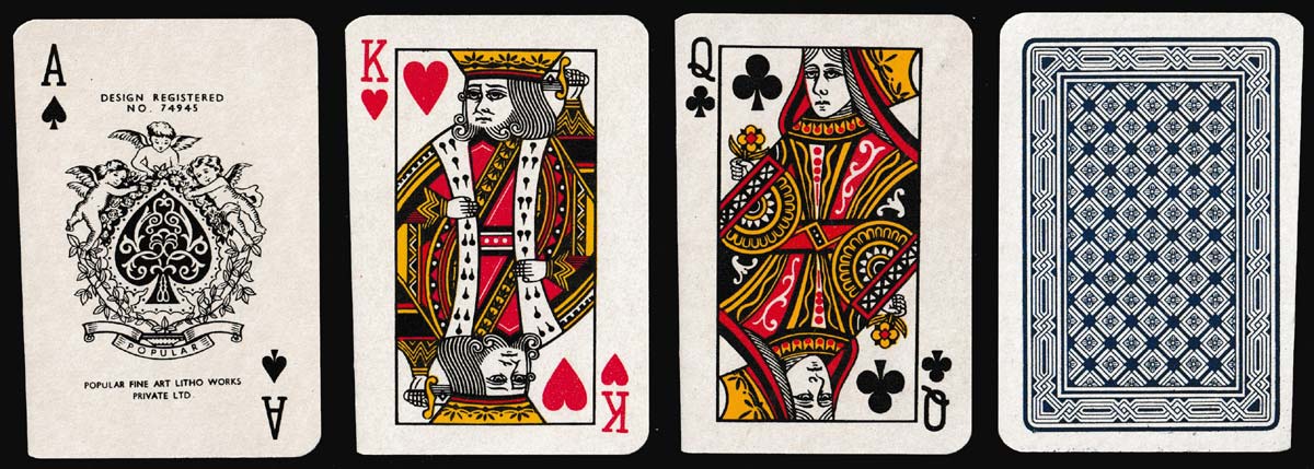 Popular Playing Cards No. 391 made by the Popular Fine Art Litho Works Private Ltd., Bombay, India, c1970