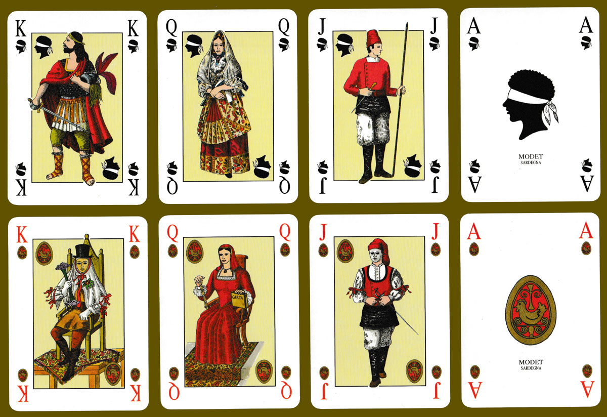 Modet Sardegna playing cards with illustrations by Maestro Tonino Caputo, made by Dal Negro, Treviso, Italy, c.2005