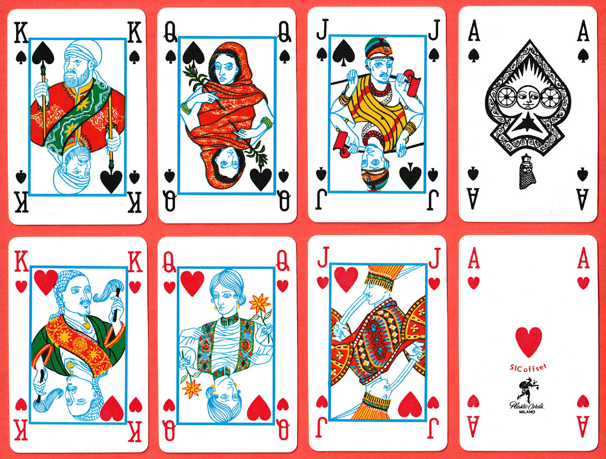 Ethiopian playing cards made by Erresei Plastic Cards, Milan, Italy, c1980