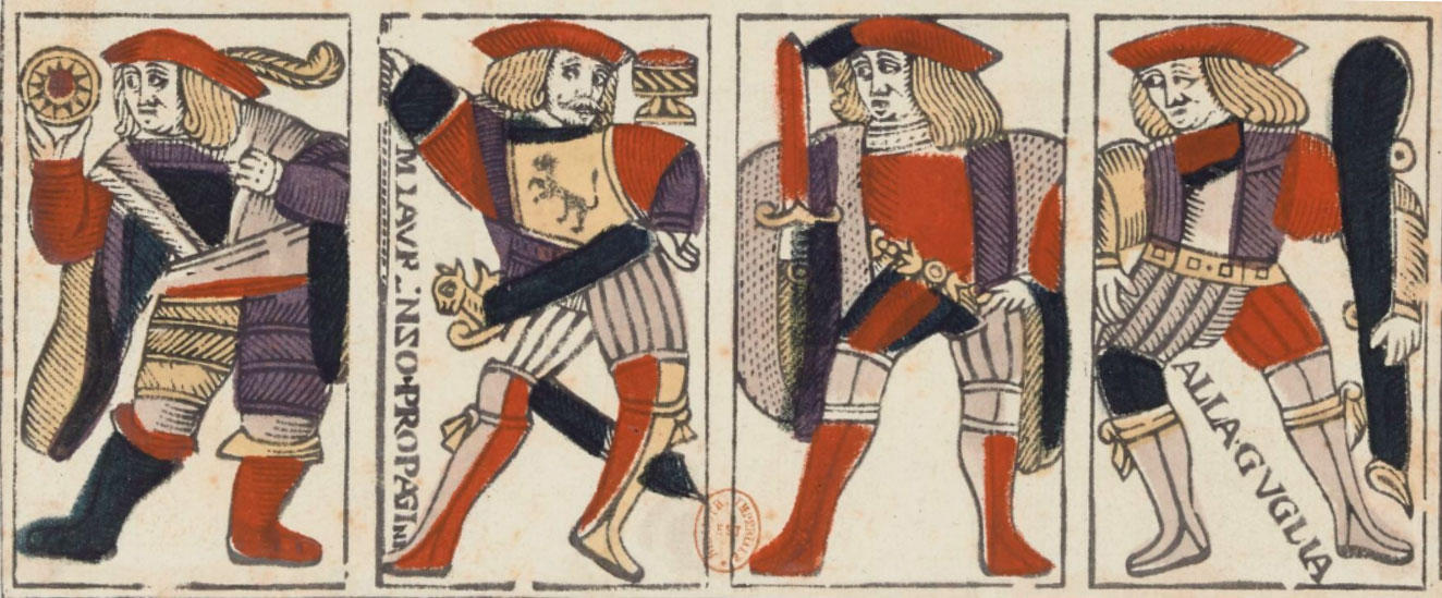 Archaic Spanish-suited cards by Laurenzo Propagine. Source gallica.bnf.fr / BnF