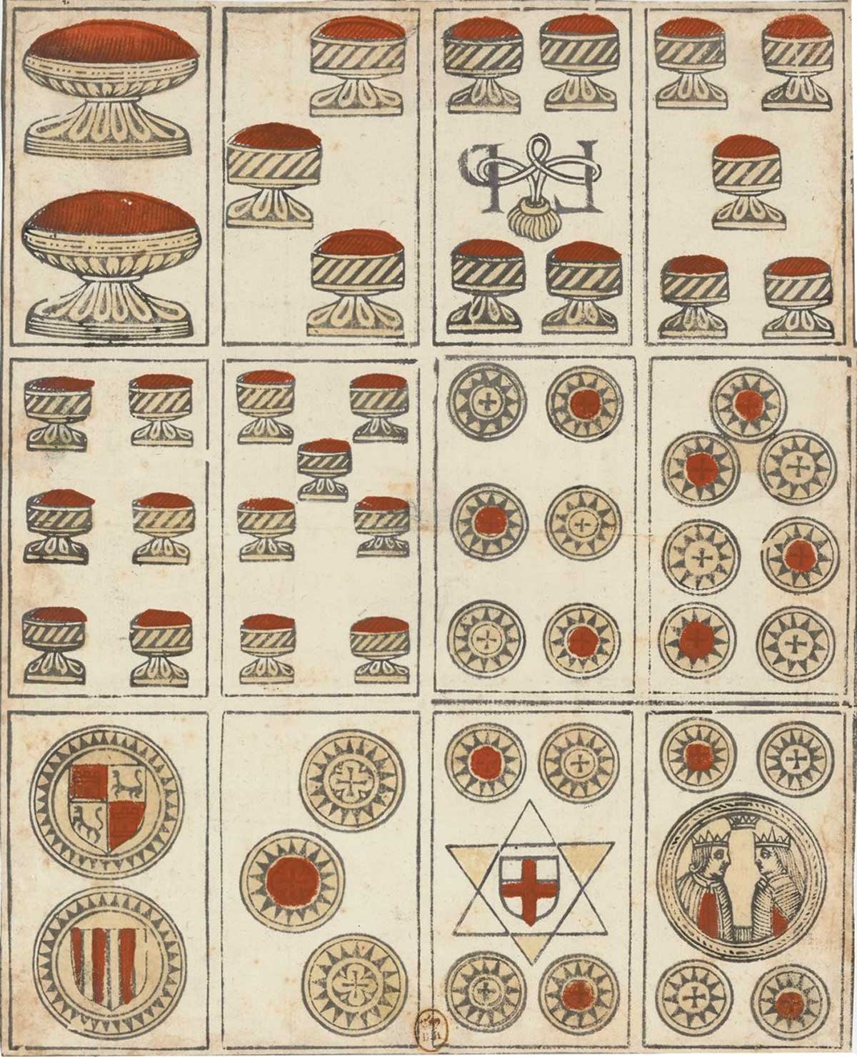 Archaic Spanish-suited cards by Laurenzo Propagine. Source gallica.bnf.fr / BnF