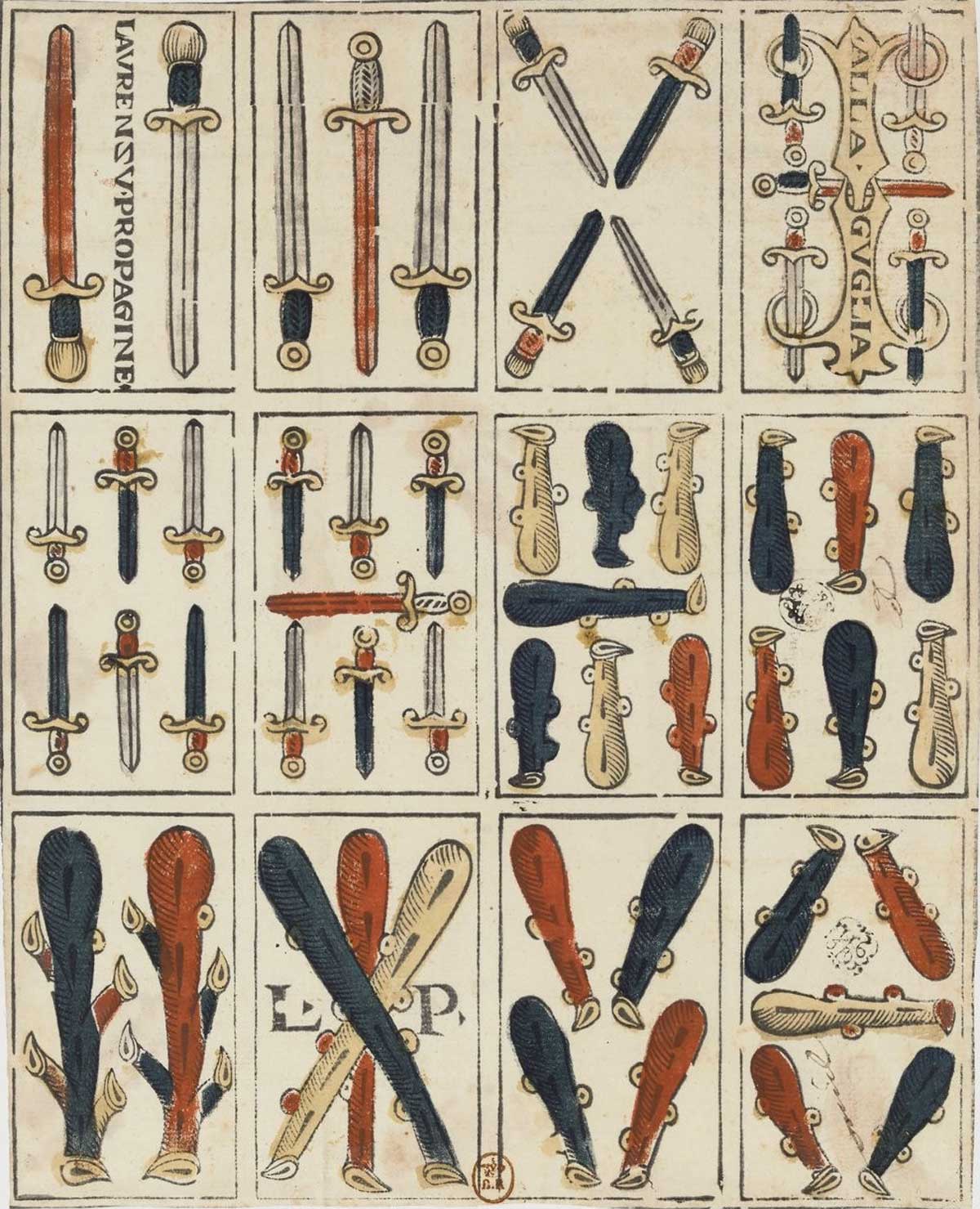 Archaic Spanish-suited cards by Laurenzo Propagine. Source gallica.bnf.fr / BnF