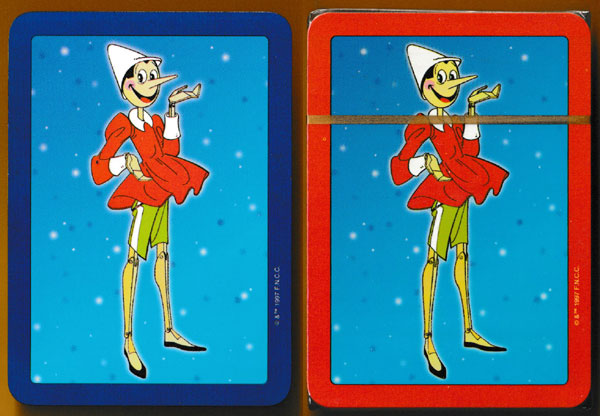 Pinocchio playing cards made by Modiano S.r.l., Trieste, for International Comics Club, Genoa, Italy, 1997