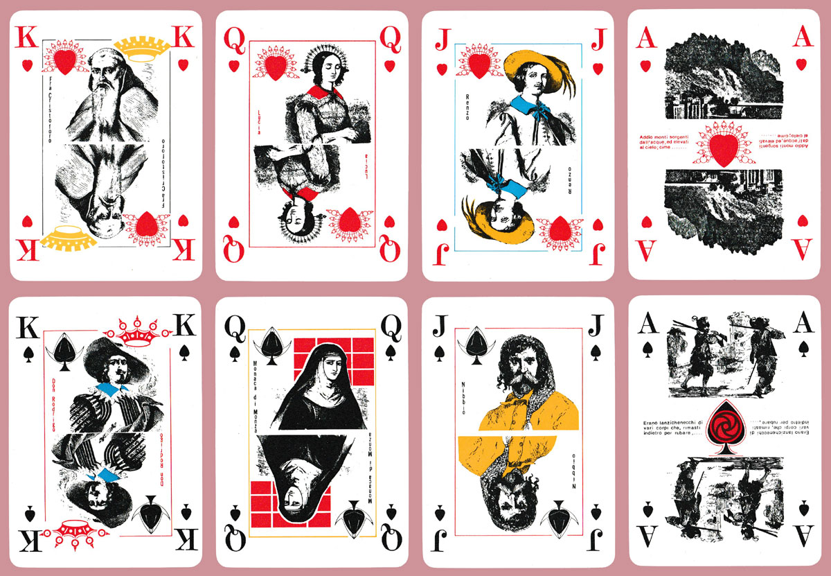 Alessandro Manzoni Centenary playing cards made by Plastic Cards S.r.l., Milan, for Officine Calloni, Barlassina, Italy, 1973