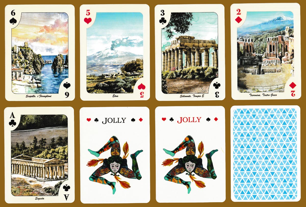 Sicilia in Acquerello playing cards by Smeraldi Edizioni, Palermo, Italy