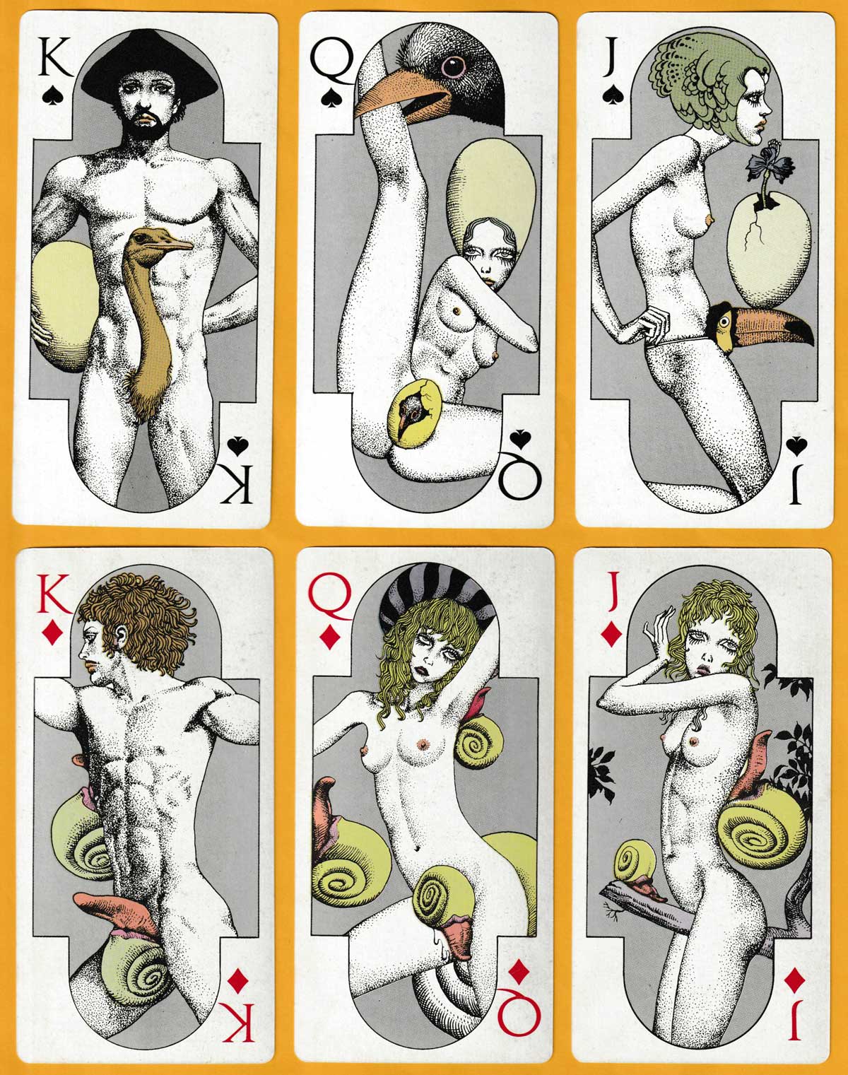 “Shapely” non-standard adult playing cards manufactured by Angel Playing Cards Co., Japan, c.1980