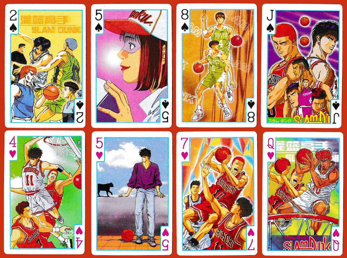 Guanlangaoshou / Slam Dunk basketball-themed playing cards, Japan, 1990s