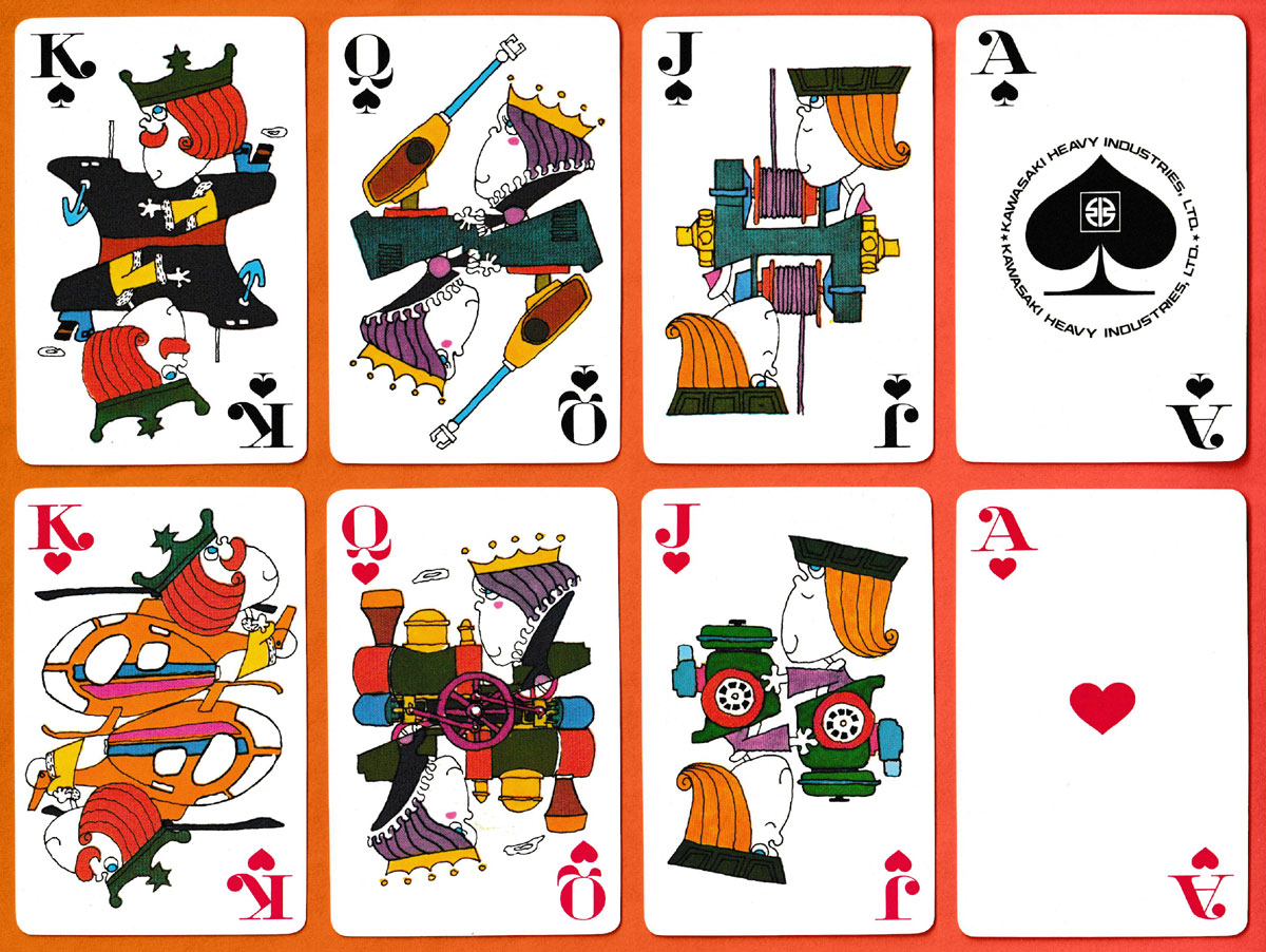 ‘Kawasaki Trump’ playing cards made by Nintendo Playing Card Co. Ltd, Kyoto, Japan, for Kawasaki Heavy Industries, Ltd, 1971