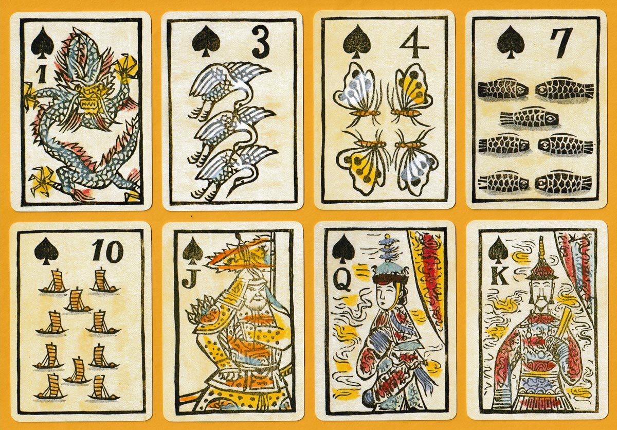 Playing cards with prints by Sumio Kawakami, modern edition published by Okuno Karuta-ten, Tokyo, Japan. Printed by Nintendo. Date unknown