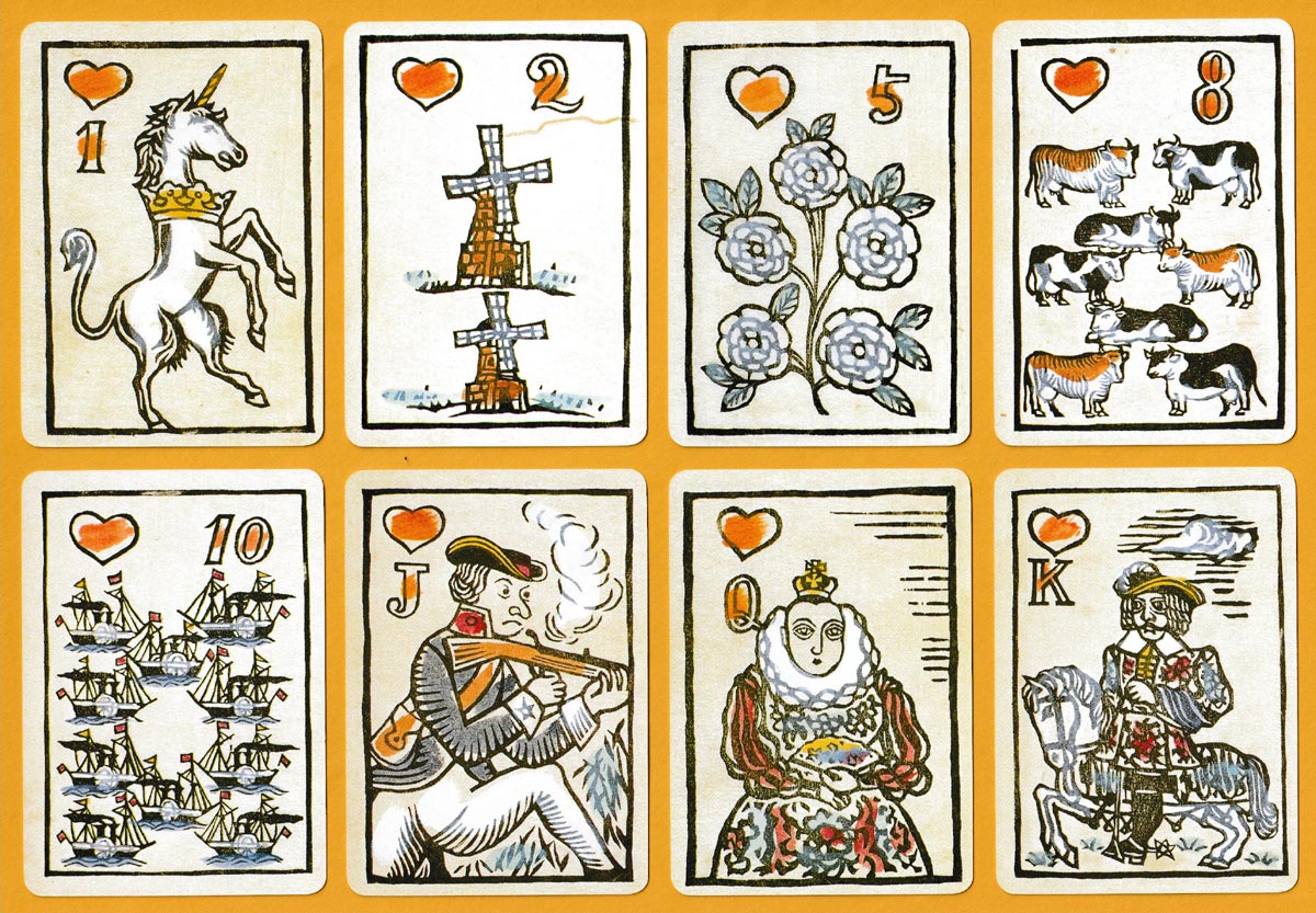 Playing cards with prints by Sumio Kawakami, modern edition published by Okuno Karuta-ten, Tokyo, Japan. Printed by Nintendo. Date unknown