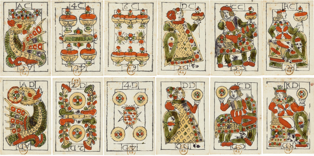 Portuguese-suited cards by A. Infirrera with the arms of Malta, 1693. Source gallica.bnf.fr / BnF