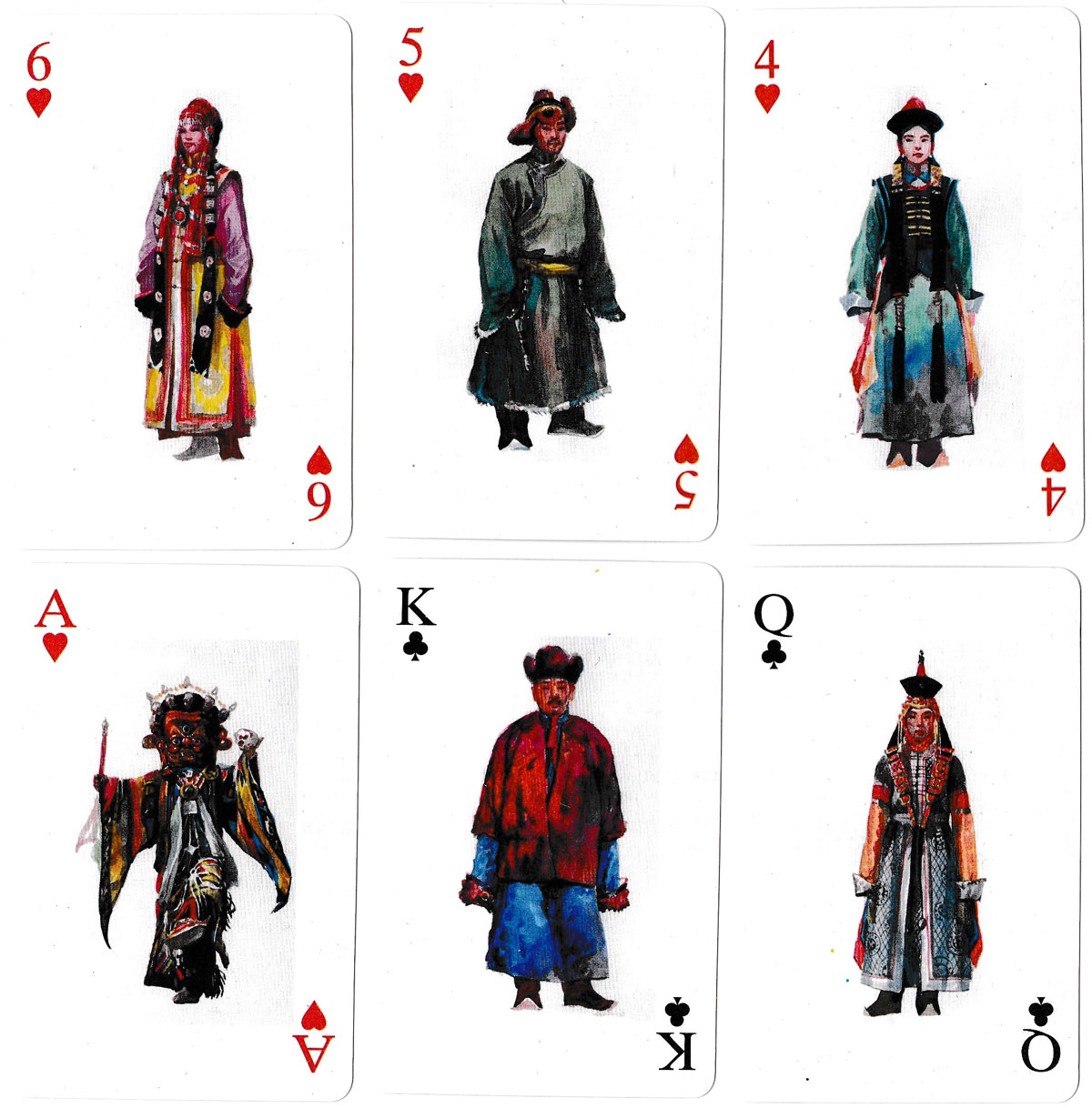 National Costumes of Mongolia playing cards produced by the Wuyi Giant Colour Printing Co., Ltd